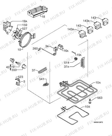 Взрыв-схема плиты (духовки) Zanussi ZOU853B - Схема узла Electrical equipment 268